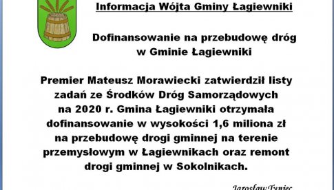 Dofinansowanie na przebudowę dróg w gminie Łagiewniki