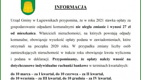 Opłaty za odpady w gminie Łagiewniki