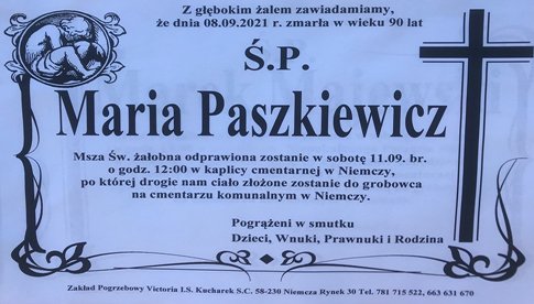 Ostatnie pożegnanie Ś.P. Marii Paszkiewicz