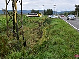 Audi wypadło z drogi Pieszyce - Dzierżoniów