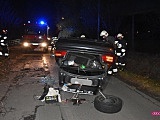 Kierownica odpadła w czasie jazdy. Dachowanie bmw w Pieszycach!