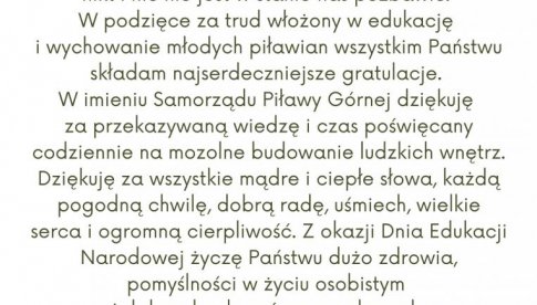 Piława Górna: życzenia z okazji Dnia Edukacji Narodowej