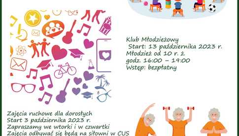 Zapraszamy na zajęcia do Centrum Usług Społecznych w Pieszycach