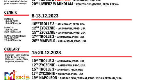 Repertuar kina MOKIS w grudniu