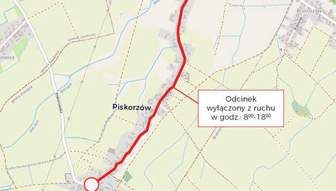 Czasowe zamknięcie drogi w Piskorzowie