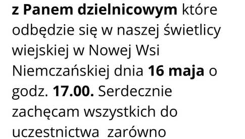 Spotkanie z dzielnicowym w Nowej Wsi Niemczańskiej
