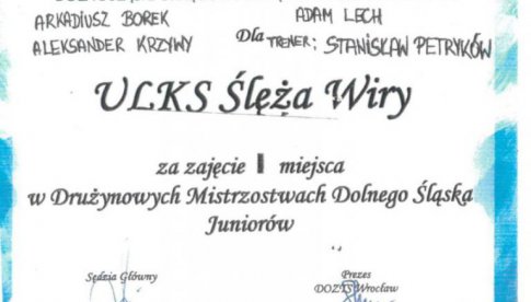 Drużyna Juniorów z Wir najlepsza na Dolnym Śląsku
