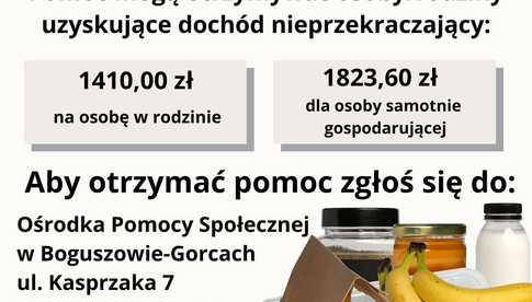 Zmiany w kryteriach dochodowych do programu pomocy żywnościowej w Boguszowie-Gorcach