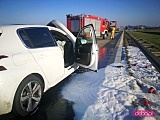 Zderzenie trzech pojazdów na A4. Osobówka spłonęła!