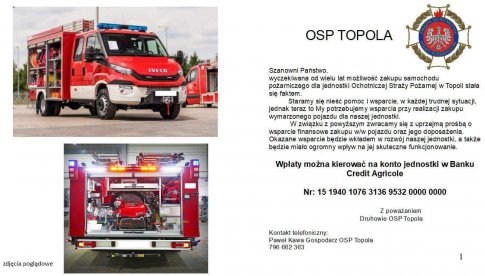 Strażacy OSP Topola proszą o wsparcie