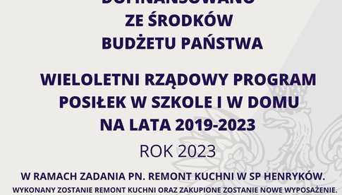 Będzie nowa kuchnia w SP w Henrykowie. Gmina Ziębice otrzymała dofinansowanie