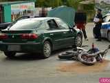 Osobówka wjechała w motocykl na Żeromskiego